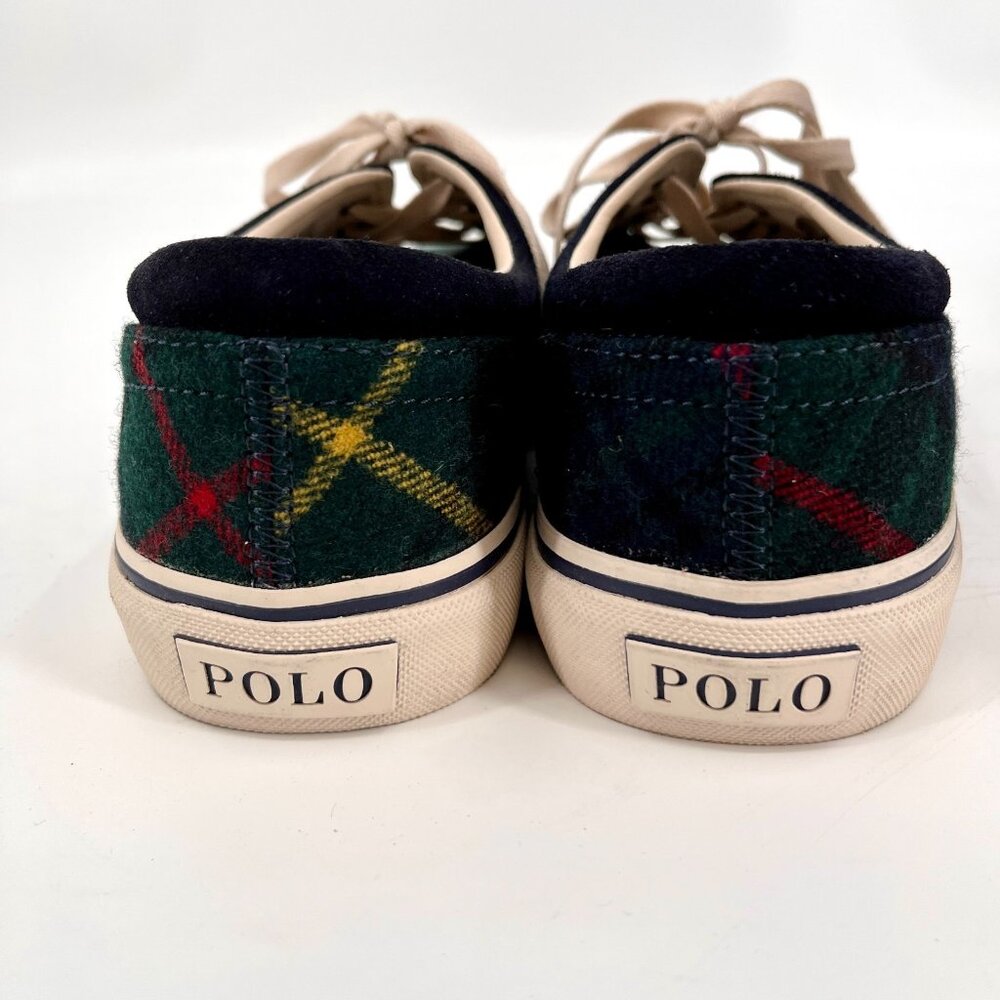 Polo Ralph Lauren Keaton Pony Sneaker Size 11 Chambray Herringbone Shoes - Picture 4 of 14